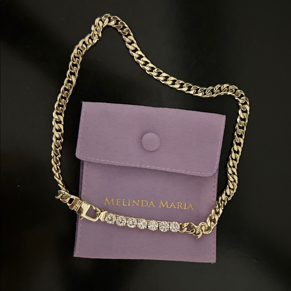 Melinda Maria Gold Julian loves diamond Chain necklace